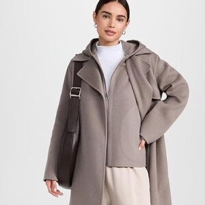 Theory Hooded Vest in Double-Face Wool-Cashmere P/XS Cinder Melange